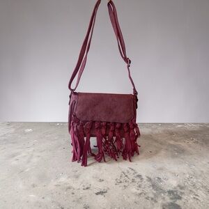 Fringe Crossbody Bag in Wine - Women Bags